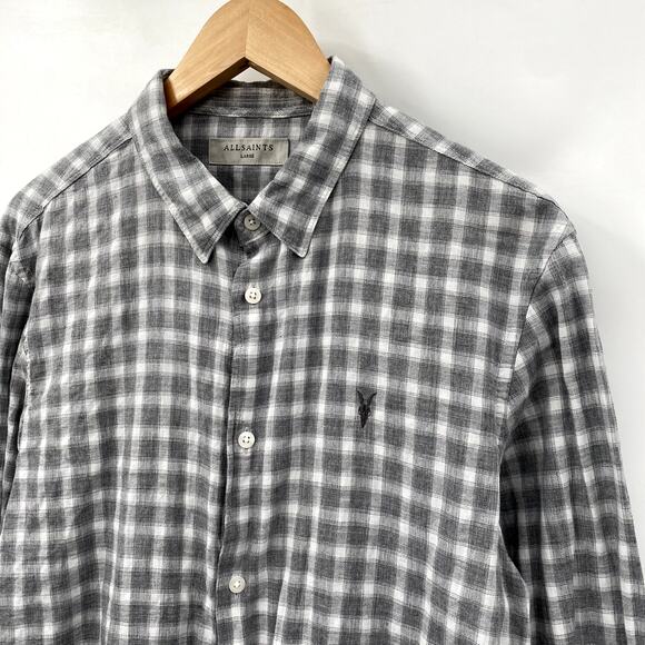 All Saints Gray Culto Gingham Button Down - Picture 4 of 8